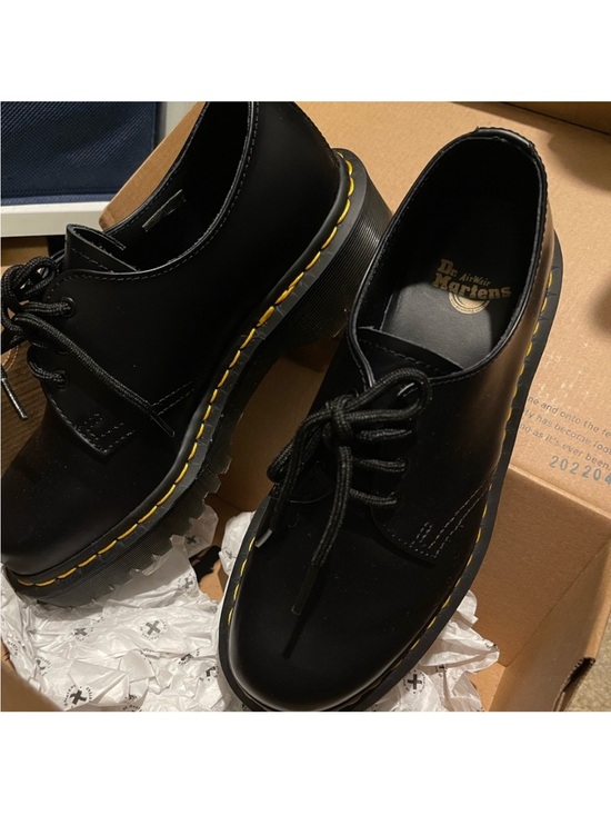 Dr. Martens Other - Dr. Martens Black Leather 3-Eye Derby with Yellow Stitching